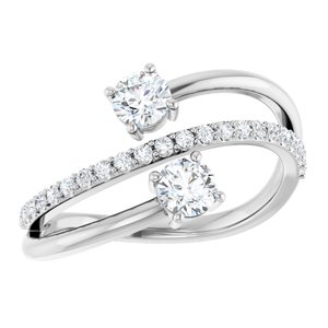 14K White 3/4 CTW Lab-Grown Diamond Two-Stone Ring-Round-4.1 Mm