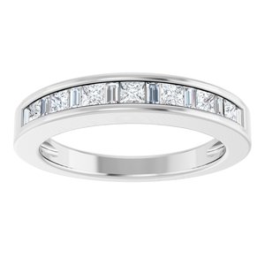 14K White 1/2 CTW Natural Diamond Anniversary Band-Square