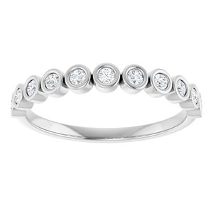 14K White 1/5 CTW Natural Diamond Anniversary Band 11 round stones bezel set-Round