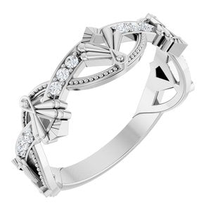 14K White 1/8 CTW Natural Diamond Vintage-Inspired Anniversary Band-Round