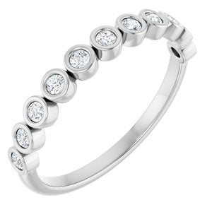 14K White 1/5 CTW Natural Diamond Anniversary Band 11 round stones bezel set-Round
