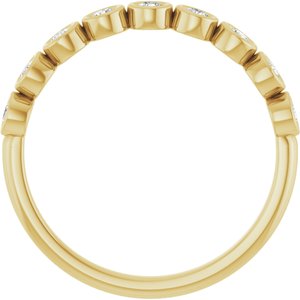 14K Yellow 1/4 CTW Natural Diamond Anniversary Band 9 round stones bezel set-Round