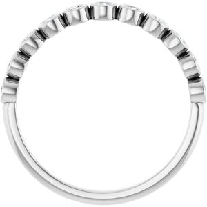 14K White 1/5 CTW Natural Diamond Anniversary Band 11 round stones bezel set-Round