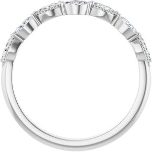 14K White 1/3 CTW Natural Diamond Anniversary Band 7 marquise faceted stones-Marquise