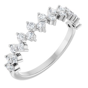 14K White 3/8 CTW Natural Diamond Anniversary Band 21 round full cut stones-Round