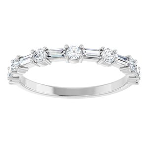14K White 1/2 CTW Natural Diamond Anniversary Band-Straight Baguette