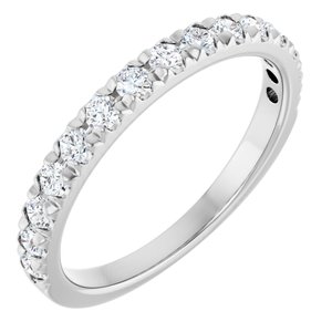 14K White 1/2 CTW Lab-Grown Diamond French-Set Anniversary Band-Round
