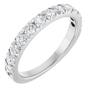 14K White 3/4 CTW Natural Diamond French-Set Anniversary Band-Round