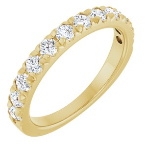 14K Yellow 3/4 CTW Natural Diamond French-Set Anniversary Band-Round