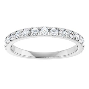 14K White 1/2 CTW Lab-Grown Diamond French-Set Anniversary Band-Round