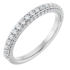 14K White 1/2 CTW Natural Diamond Anniversary Band 20 ROUND FULL CUT, 24ROUND FACETED,12ROUND FULL CUT, 20 round full cut-Round