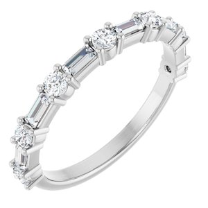 14K White 5/8 CTW Natural Diamond Anniversary Band-Straight Baguette