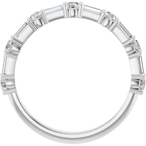 14K White 5/8 CTW Natural Diamond Anniversary Band-Straight Baguette