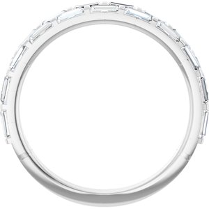 14K White 7/8 CTW Lab-Grown Diamond Double Row Anniversary Band-Straight Baguette