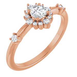 14K Rose 3/8 CTW Natural Diamond Ring-Round-4.1 Mm