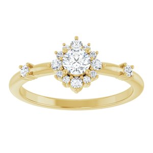 14K Yellow 3/8 CTW Lab-Grown Diamond Halo-Style Ring-Round-4 Mm