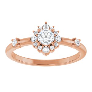 14K Rose 3/8 CTW Natural Diamond Ring-Round-4.1 Mm