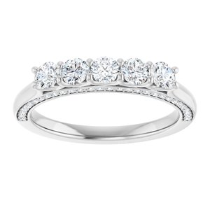 14K White 5/8 CTW Natural Diamond Anniversary Band-Round