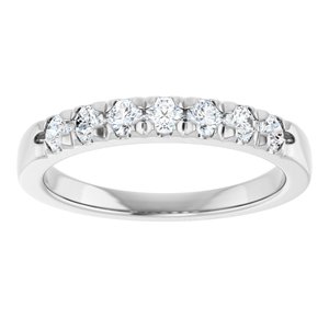 14K White 3/8 CTW Natural Diamond Anniversary Band 7 round full cut 4 prong standard prong-Round