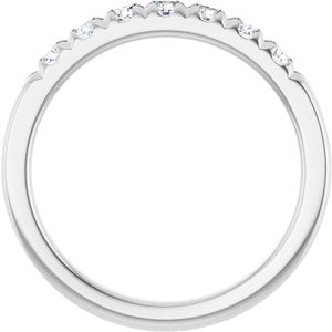 14K White 3/8 CTW Natural Diamond Anniversary Band 7 round full cut 4 prong standard prong-Round