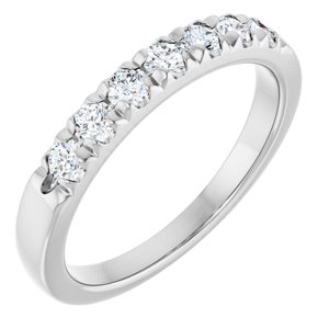 14K White 3/8 CTW Natural Diamond Anniversary Band 7 round full cut 4 prong standard prong-Round