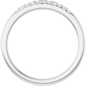 14K White 1/3 CTW Natural Diamond Anniversary Band 5 full cut rounds stones-Round