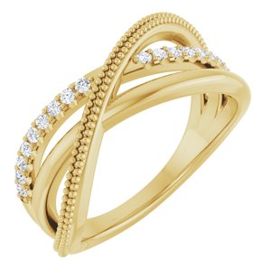 14K Yellow 1/5 CTW Natural Diamond Criss-Cross Ring-Round-1.3 Mm
