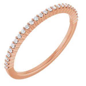 14K Rose 1/8 CTW Natural Diamond Anniversary Band 26 round faceted stones-Round