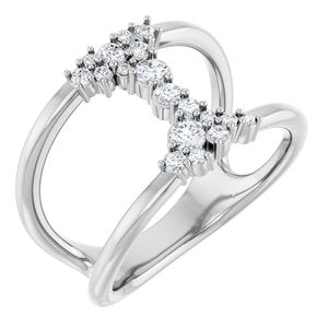 14K White 1/3 CTW Lab-Grown Diamond Negative Space Ring-Round