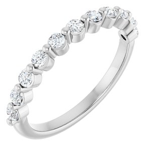 14K White 1/3 CTW Natural Diamond Anniversary Band 11 round full cut stones-Round