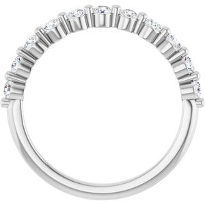 14K White 1/3 CTW Natural Diamond Anniversary Band 11 round full cut stones-Round