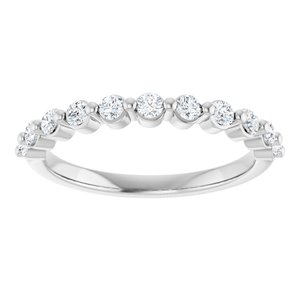 14K White 1/3 CTW Natural Diamond Anniversary Band 11 round full cut stones-Round