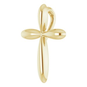 14K Yellow 14.65x11.2 mm Cross Pendant-Polished