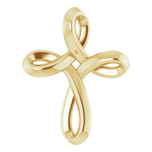 14K Yellow 13.35x10.42 mm Youth Cross Pendant-Polished