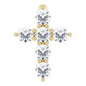 14K Yellow 1/6 CTW Lab-Grown Diamond Cross Pendant-Lab-Grown Diamond-8.7 X 6.6 Mm