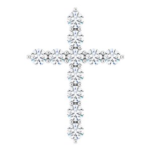 14K White 3/8 CTW Lab-Grown Diamond Cross Pendant-Lab-Grown Diamond-17.8 X 12.9 Mm
