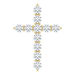 14K Yellow 3/8 CTW Lab-Grown Diamond Cross Pendant-Lab-Grown Diamond-17.8 X 12.9 Mm