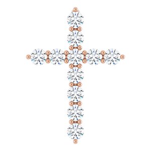 14K Rose 3/8 CTW Lab-Grown Diamond Cross Pendant-Lab-Grown Diamond-17.8 X 12.9 Mm
