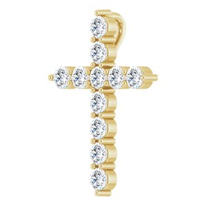 14K Yellow 3/8 CTW Lab-Grown Diamond Cross Pendant-Lab-Grown Diamond-17.8 X 12.9 Mm