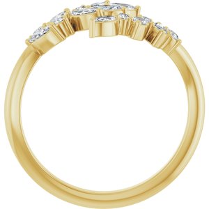 14K Yellow 1/2 CTW Natural Diamond Bypass Ring-Natural Diamond
