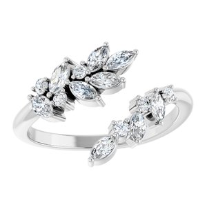 14K White 1/2 CTW Natural Diamond Bypass Ring-Natural Diamond