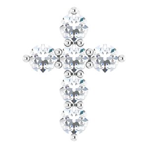 14K White 1/4 CTW Lab-Grown Diamond Cross Pendant-Lab-Grown Diamond-10.2 X 7.9 Mm