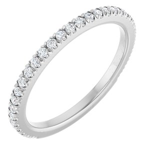 14K White 1/3 CTW Natural Diamond French-Set Anniversary Band-Round
