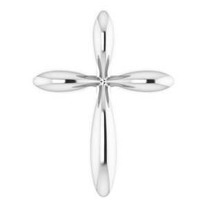 14K White 10x7.72 mm Cross Pendant-Polished