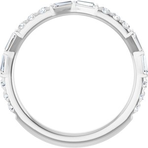 14K White 3/8 CTW Natural Diamond French-Set Anniversary Band-Tapered Baguette