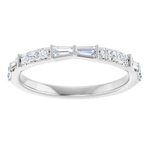 14K White 3/8 CTW Natural Diamond French-Set Anniversary Band-Tapered Baguette