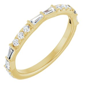 14K Yellow 3/8 CTW Natural Diamond French-Set Anniversary Band-Tapered Baguette