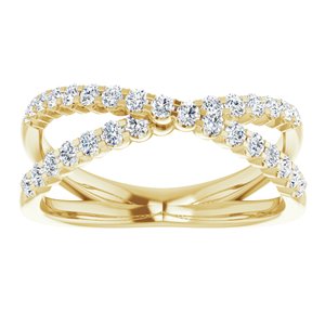 14K Yellow 1/2 CTW Lab-Grown Diamond Criss-Cross Ring-Round