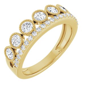 14K Yellow 1 CTW Lab-Grown Diamond Ring-Round-3 Mm