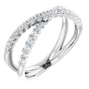 14K White 1/2 CTW Natural Diamond Criss-Cross Ring-Round